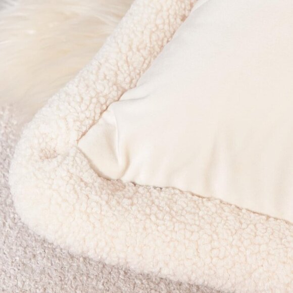 18 Inch Beige Tulip Embroidery Velvet Cushion Luxury Modern Throw Pillow Cover - Picture 3 of 7